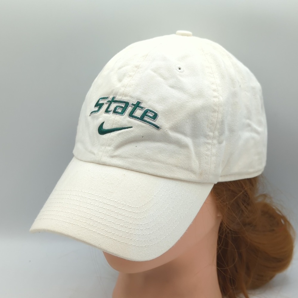 Vintage Nike Team Michigan State Spartans Y2K Center Swoosh White Adjustable Hat